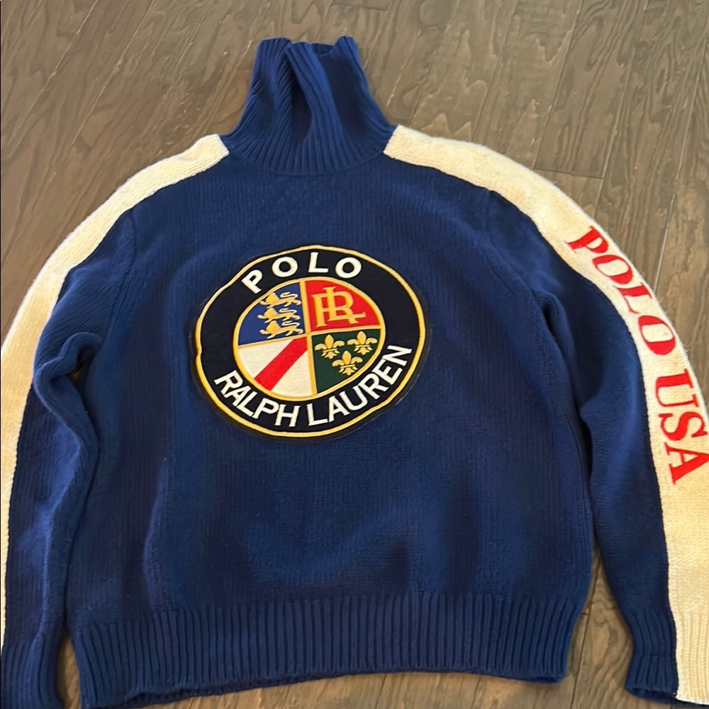 Polo by Ralph Lauren Blue Turtleneck Sweater with Logo